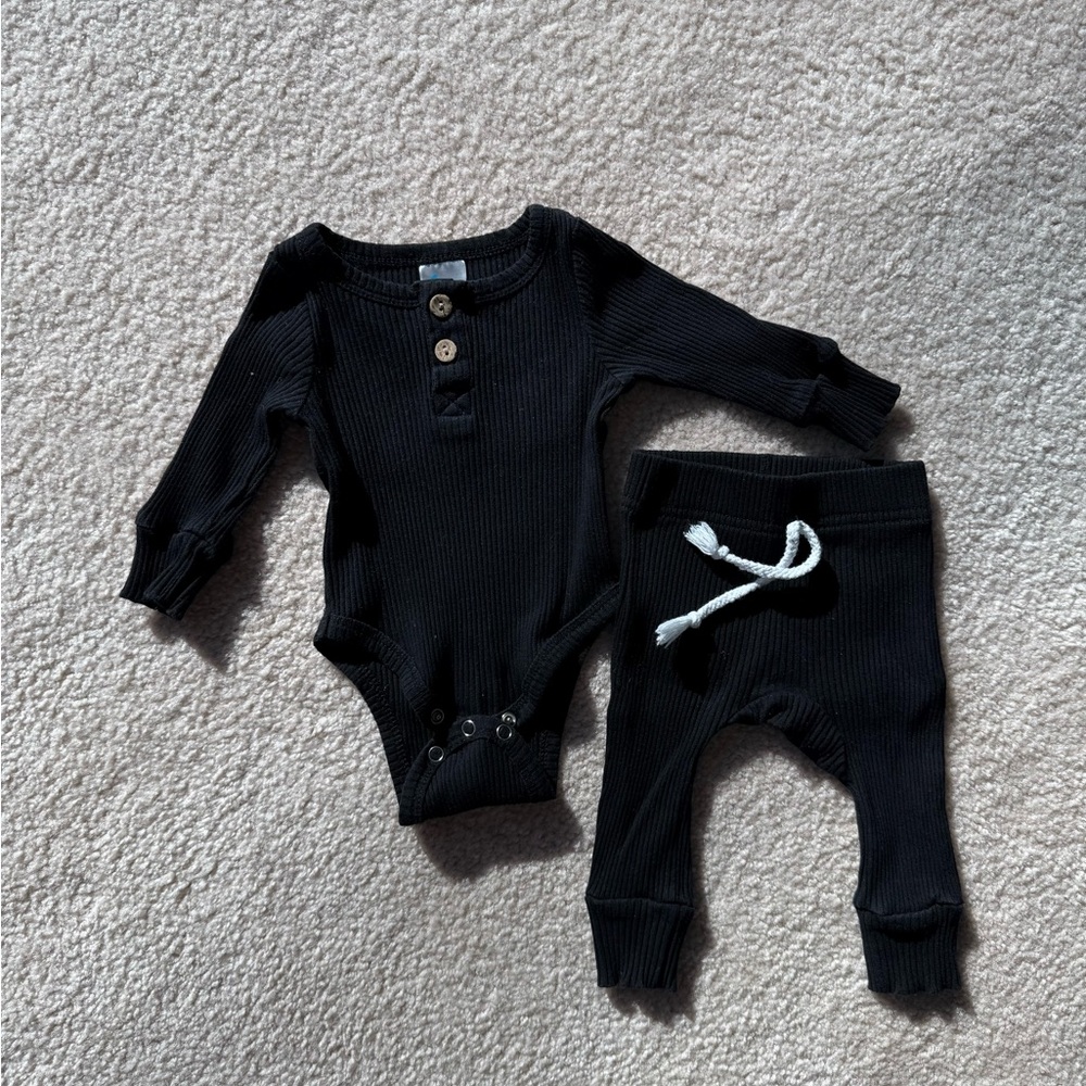 Black Baby Onesie and Pants Set from little one shop